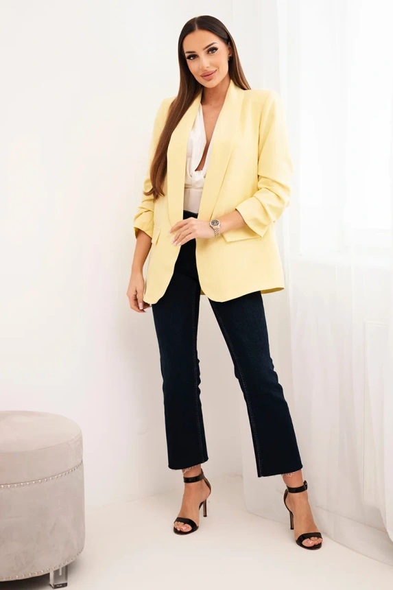 Elegante Blazer mit Revers, zitronenfarbeny