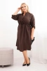 Damenkleid aus Viskose in Übergröße mit Knöpfen und Taillierung braun