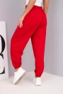 Women's cotton high-waisted pants with a decorative button red