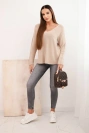 Damenpullover aus Viskose mit V-Ausschnitt dunkelbeige