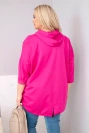 Bluza damska Plus Size masełko z kapturem i kieszenią kangurką fuksja