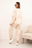 Women's oversized tracksuit set made of viscose with a washed effect light beige