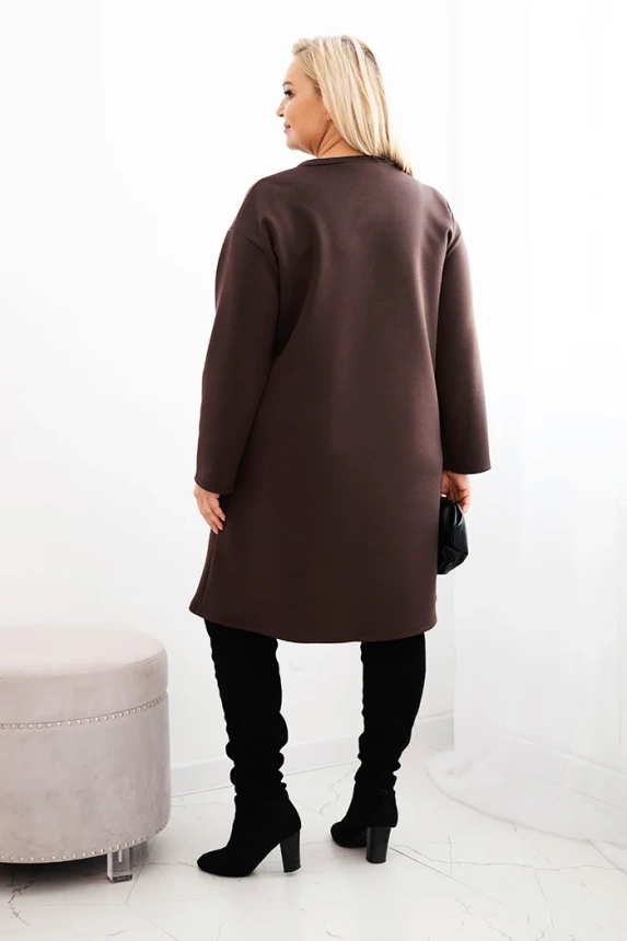 Dámská sukýnka Plus Size s ozdobným vsadkou s flitry hnědá