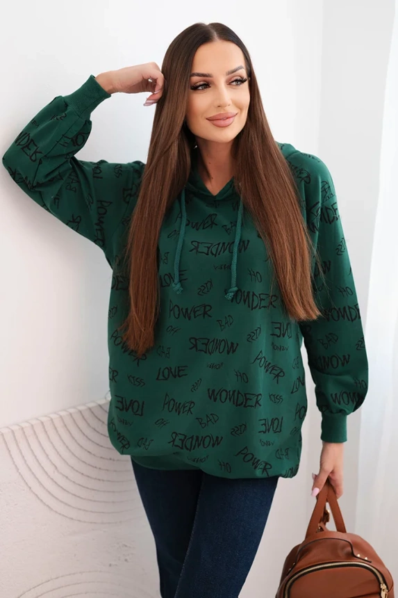 Sweatshirt with inscriptions green