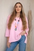 Oversize blouse with necklace buttery fabric light pink