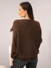 Women's asymmetrical sweater with lace insert brown