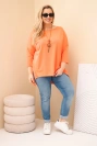 Dámská bavlněná blůza Plus Size asymetrická s náhrdelníkem meruňková
