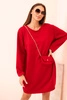Dámská viskózová sukýnka Plus Size s kabelkou na řetízku červená