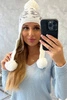 Women's long eared cap Balbina K381 white