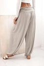 Damenhose aus Viskose mit weitem Bein und Rüschen fango