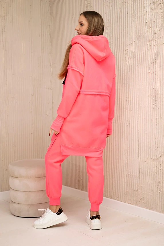 Insulated set with a long sweatshirt pink neon