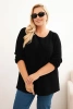 Dámský svetr plus size s lodičkovým výstřihem černý