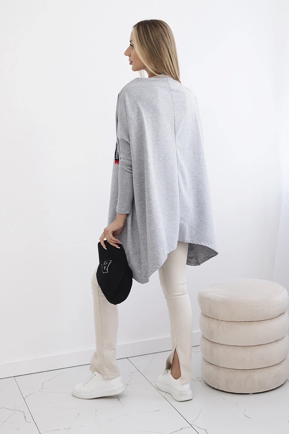 Mikina oversize s asymetrickými stranami šedá