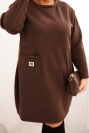 Dámska sukňa Plus Size s vreckom a 3/4 rukávom maslová hnedá