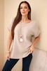 Muslinbluse mit Halskette dunkelbeige