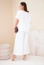 Women's viscose set with a printed blouse and trousers white