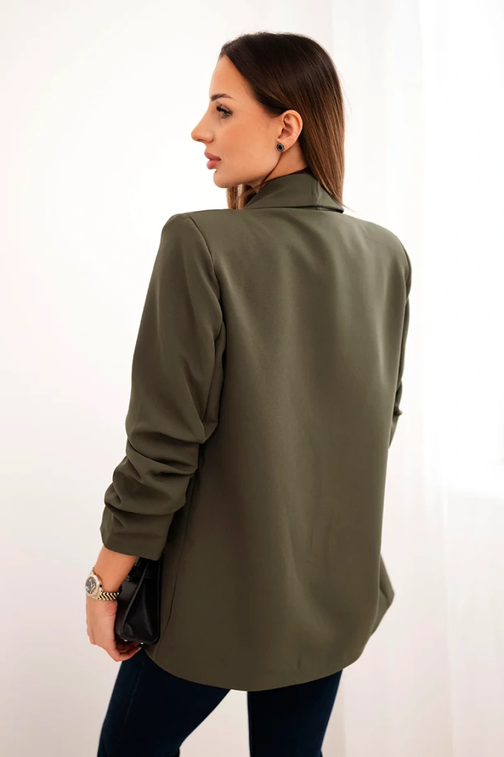 Elegant jacket with lapels khaki