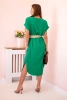 Dress with a decorative belt green