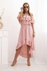 Women's off-the-shoulder dress with a longer back dark pink