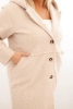 Dámský plášť Plus Size s kapucí a kapsami béžový