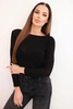 Women's cashmere blouse with a round neck and long sleeves black