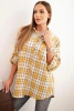 Women's cotton checkered shirt with a distressed effect mustard
