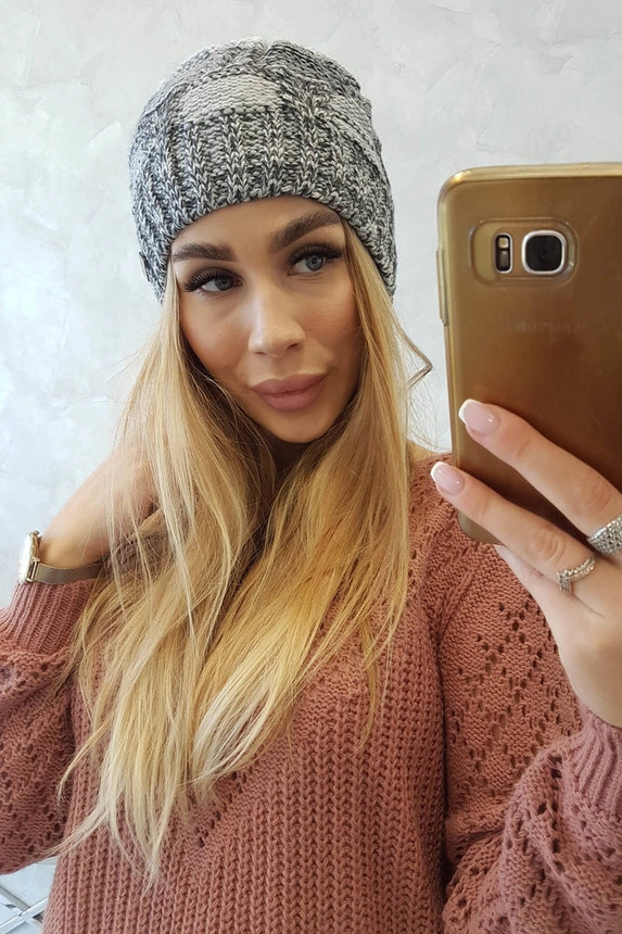Cap with fleece Dolores K303 light grey+dark grey+white