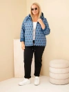 Damenjacke Plus Size mit Kapuze in Jeans mit Tupfen Farbe