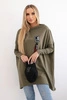 Mikina oversize s asymetrickými stranami khaki