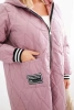Plus Size women's quilted jacket with a hood and sporty cuffs dark pink