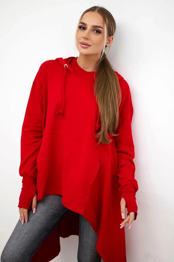 Blouse flared at the bottom red