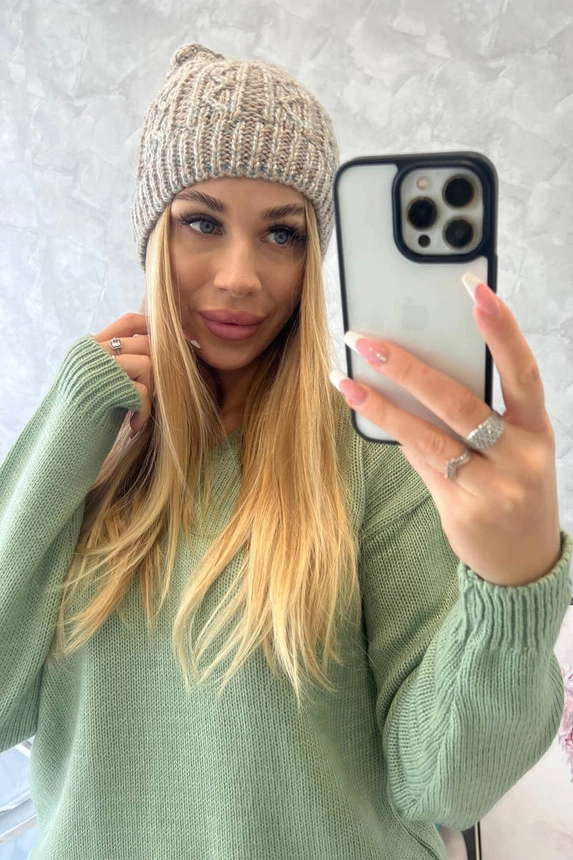 Melisa Fleecemütze K241 beige+grau