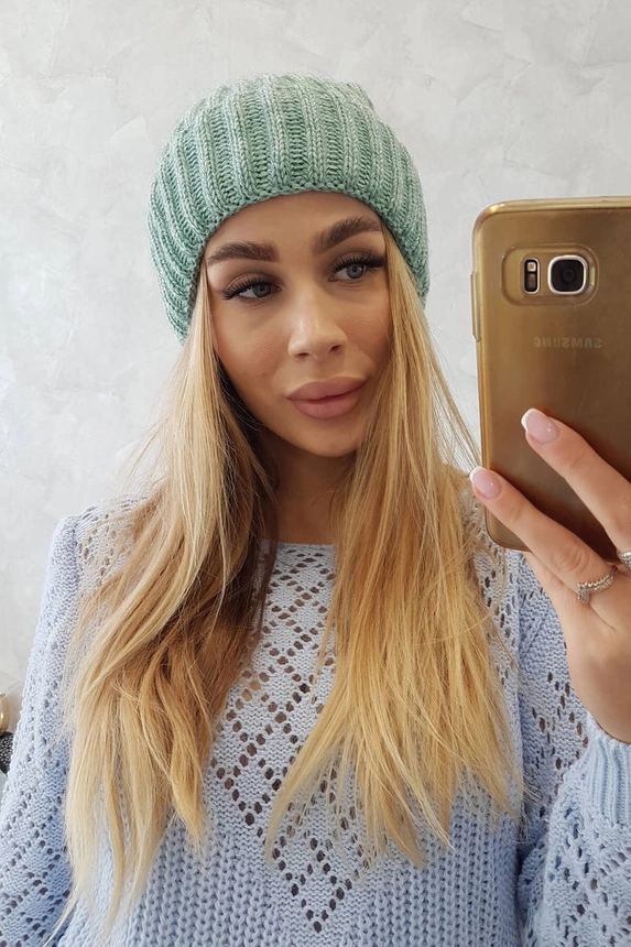 Czapka z wywinięciem Magda K293 ciemno miętowa