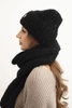 Women's set hat and long scarf made of soft yarn black