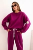 Damen-Set aus weichem Material mit lockerer Bluse und Hose mit dem Aufdruck LOVE dunkelviolett