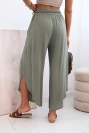 Damenhose aus Viskose mit Beinschlitz khaki