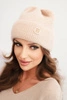 Damen Wintermütze flauschig mit dekorativem Knopf beige