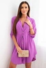 Kleid mit Knopfverschluss und Bindeband in der Taille violett