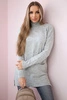 Sweater with stand-up collar gray