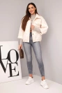 Spring women's quilted jacket with a floral pattern beige