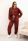 Women's oversized tracksuit set made of viscose with a washed effect burgundy