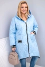 Damenjacke Plus Size steppiert mit Kapuze und sportlichen Bündchen blau