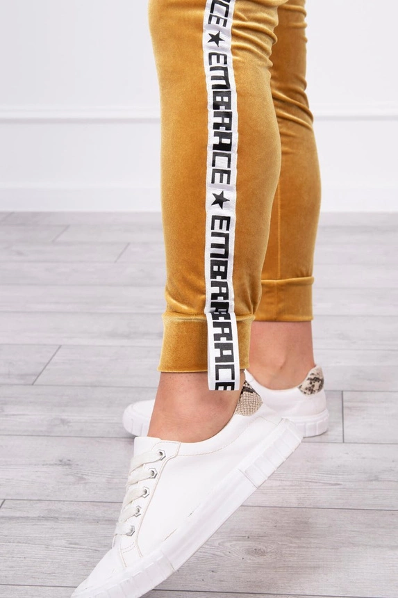 Veloursset mit Zierbändern Senf