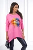 Oversize-Bluse mit Regenbogen-Lippen-Print hellrosa