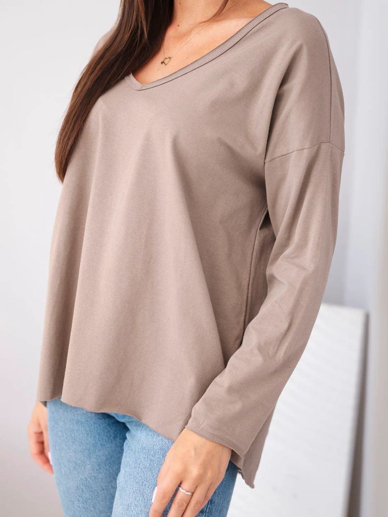 Women’s oversized cotton blouse with V-neck and extended back fango