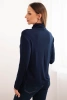 Women's viscose blouse with a turtleneck and long sleeves navy blue