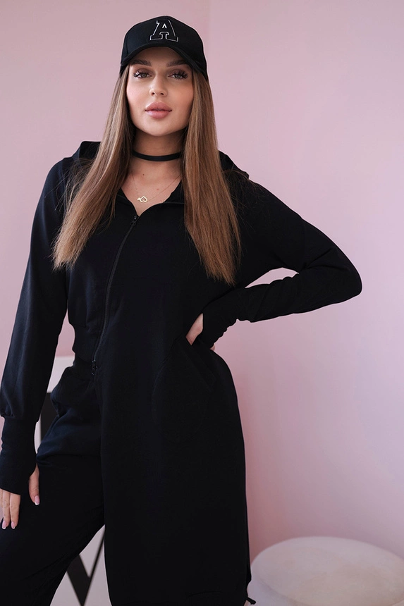 Sweatshirt-Set mit längerer Seite schwarz