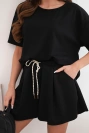 Women's butter-soft viscose set with short-sleeve top and high-waisted shorts black
