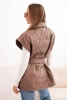 Women's quilted vest with a belt and wide collar fango