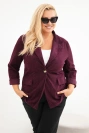 Plus Size women's corduroy blazer with lapels and pockets plum